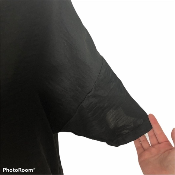 Asos High Los Black Blocked Sleeve Top Sz 8 - Picture 3 of 9